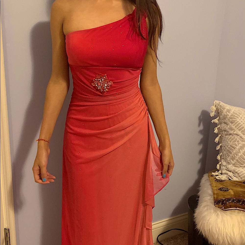 One shoulder ombré dress